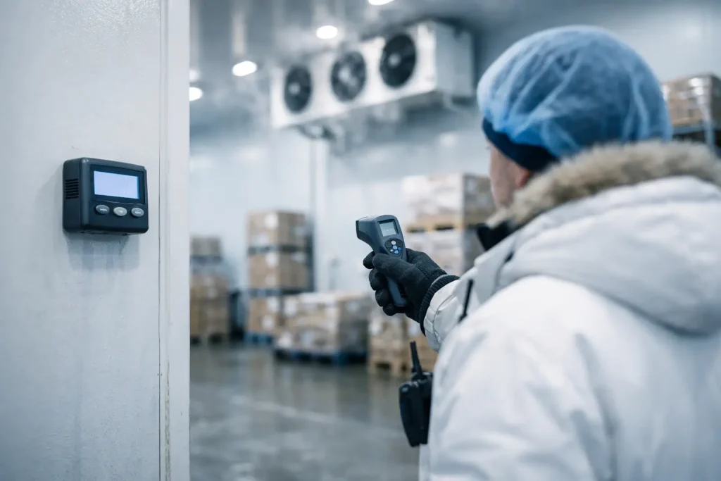 Control de temperatura en almacenamiento frigorífico